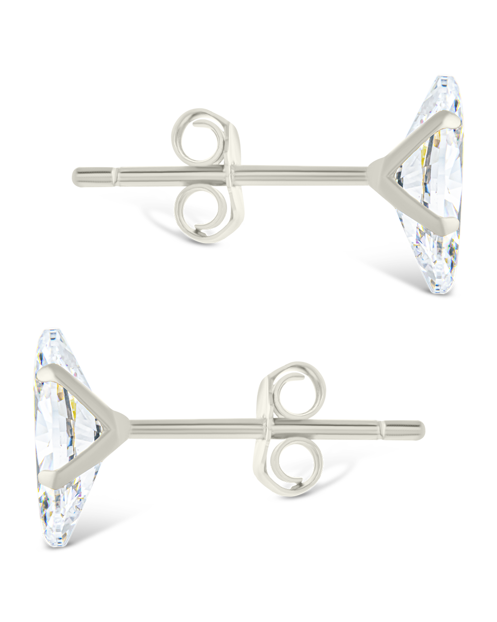 Sterling Silver Marquise Cut Prong Set Stud Earrings