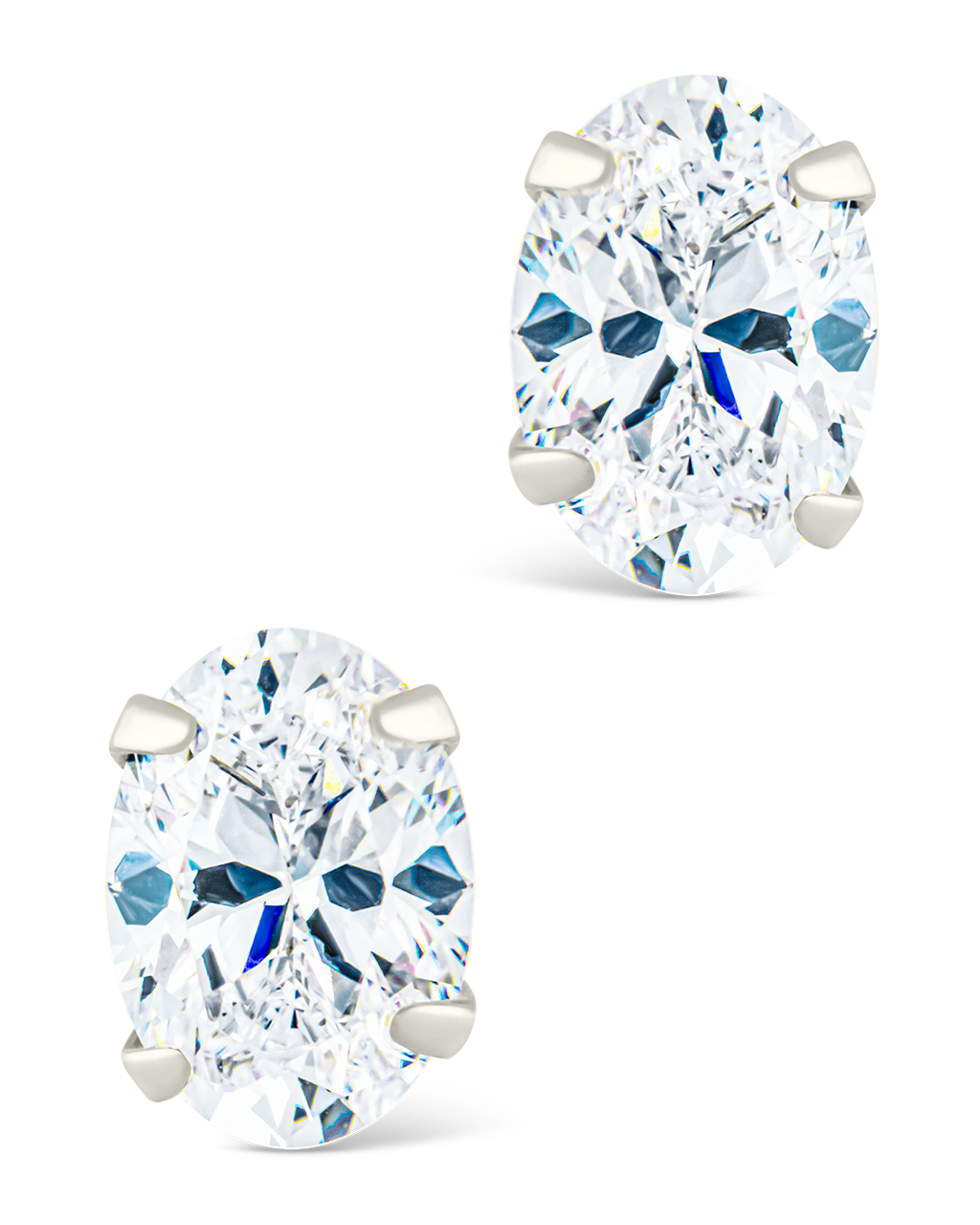 Sterling Silver Oval Cut Prong Set Stud Earrings