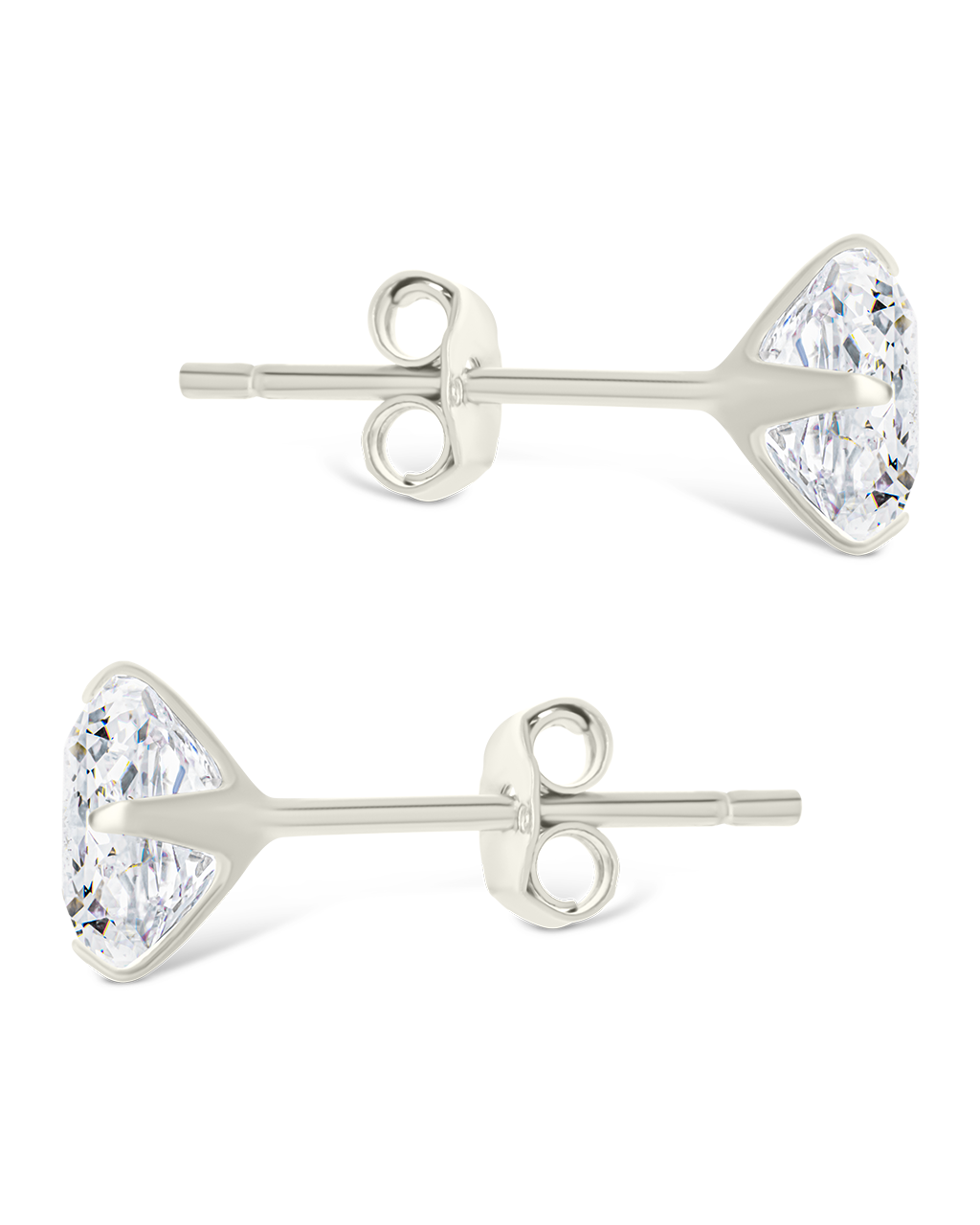 Sterling Silver Radiant Cut Prong Set Stud Earrings