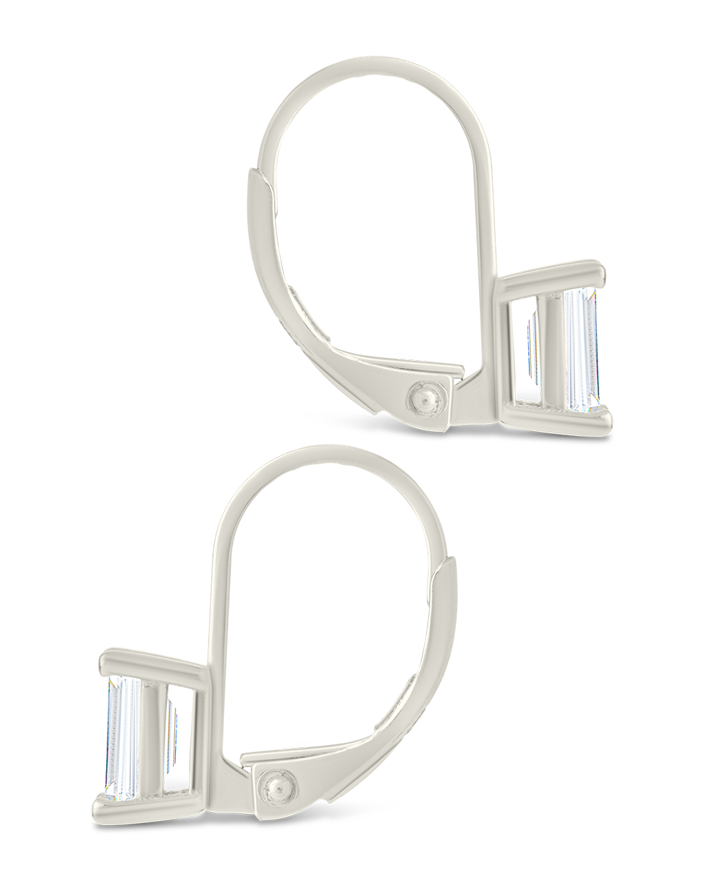 Sterling Silver Emerald Cut French Clip Earrings