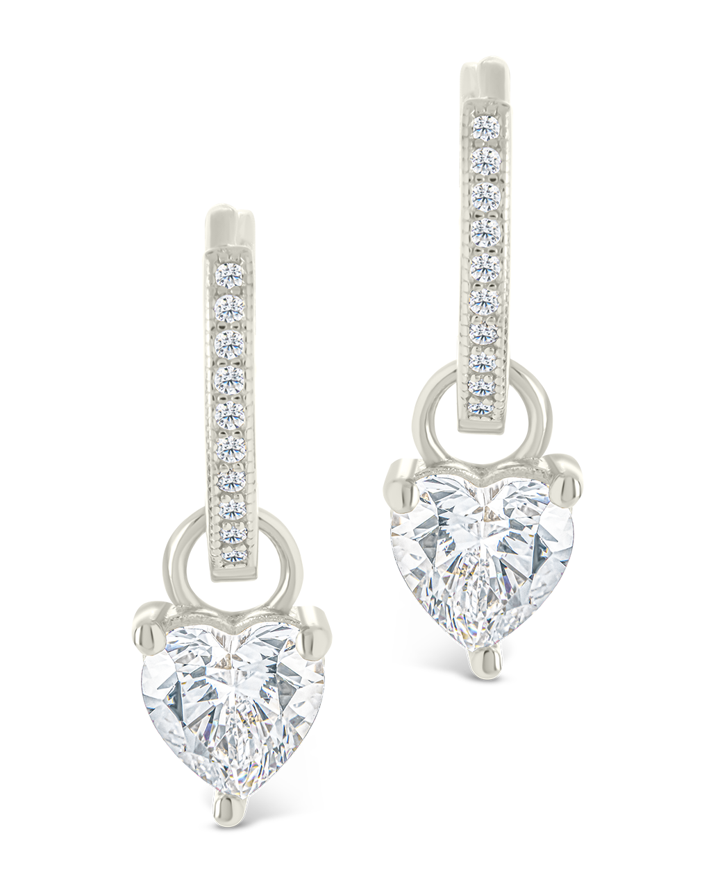 Sterling Silver Eugenia Heart Cut CZ Dangle Micro Hoops