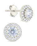 Sterling Silver Round Cut Brilliant Halo Studs