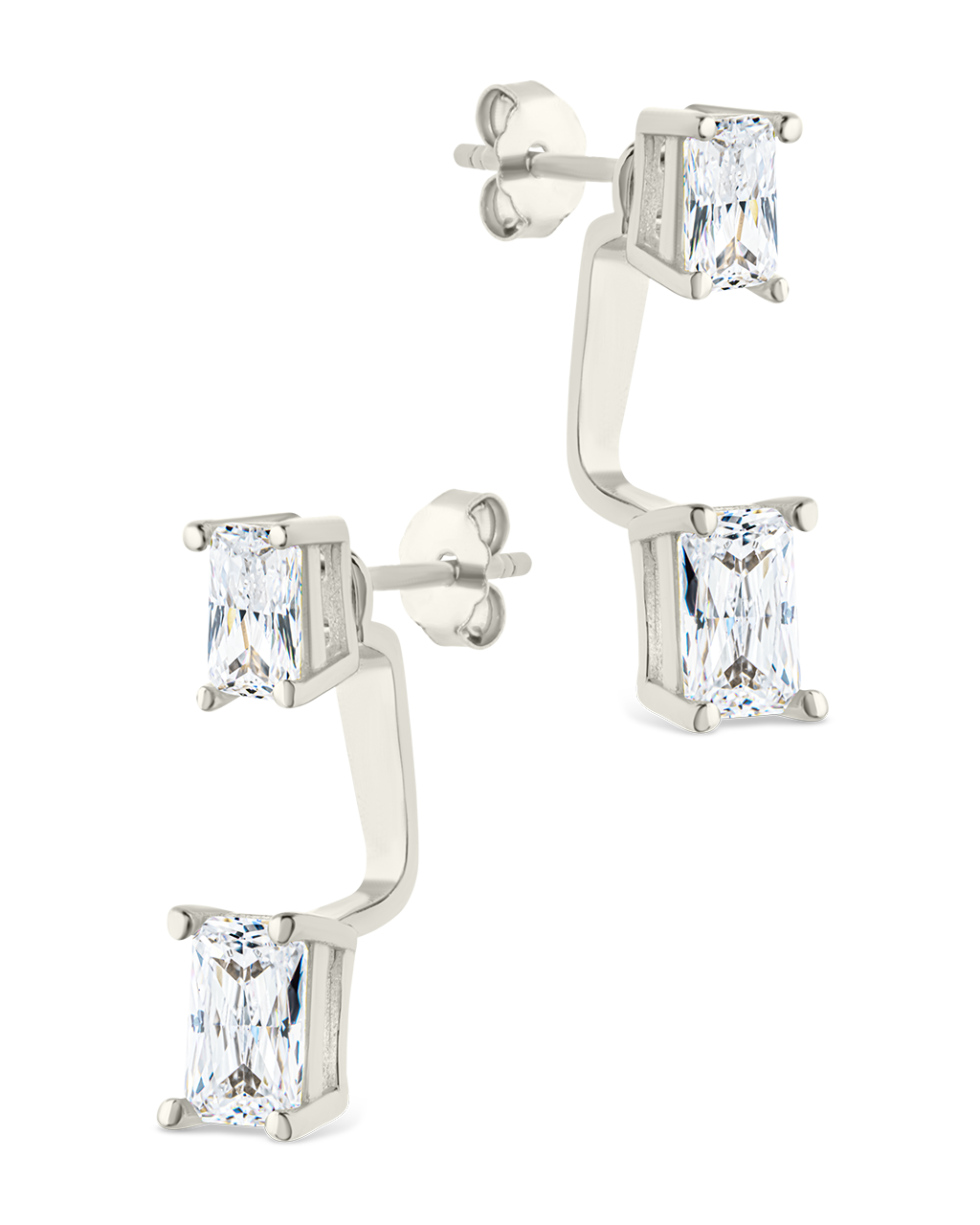 Sterling Silver Emerald Cut Duo Jackets