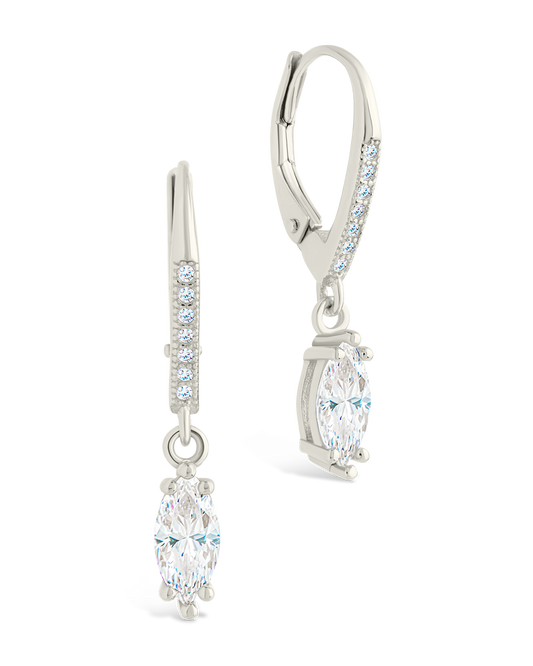 Sterling Silver Allegra Marquise Cut CZ French Clip Earrings