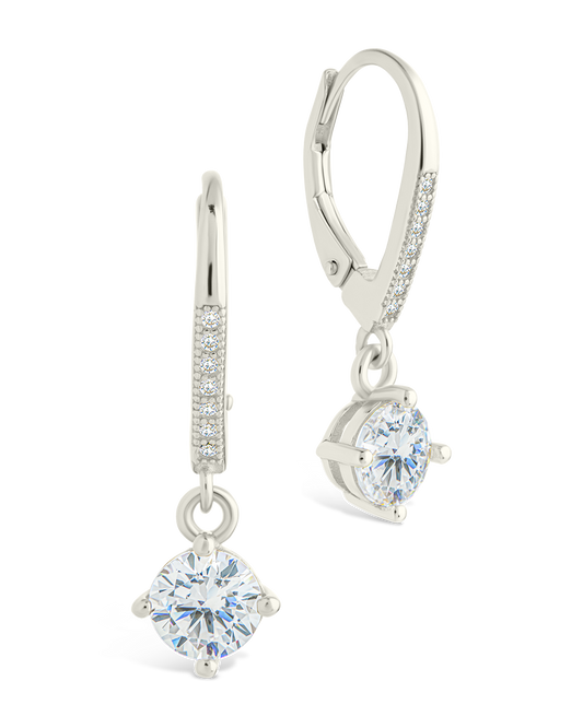 Sterling Silver Matilda Brilliant Cut CZ French Clip Earrings