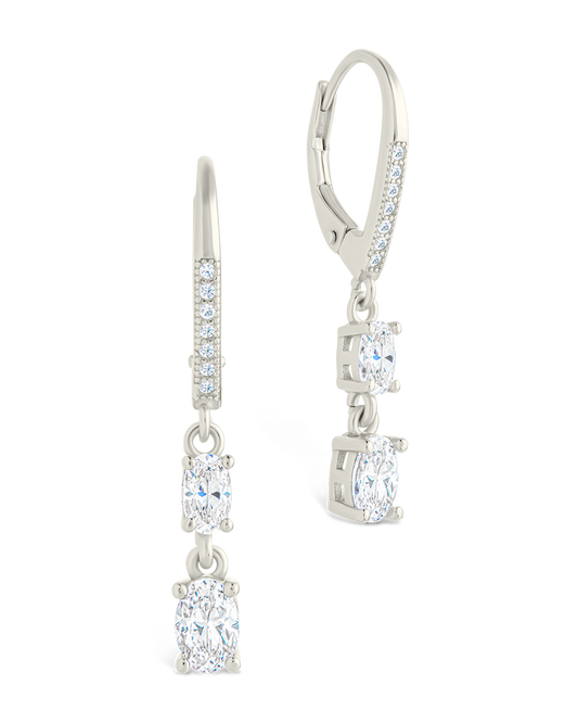 Sterling Silver Liesel Oval Cut CZ French Clip Earrings