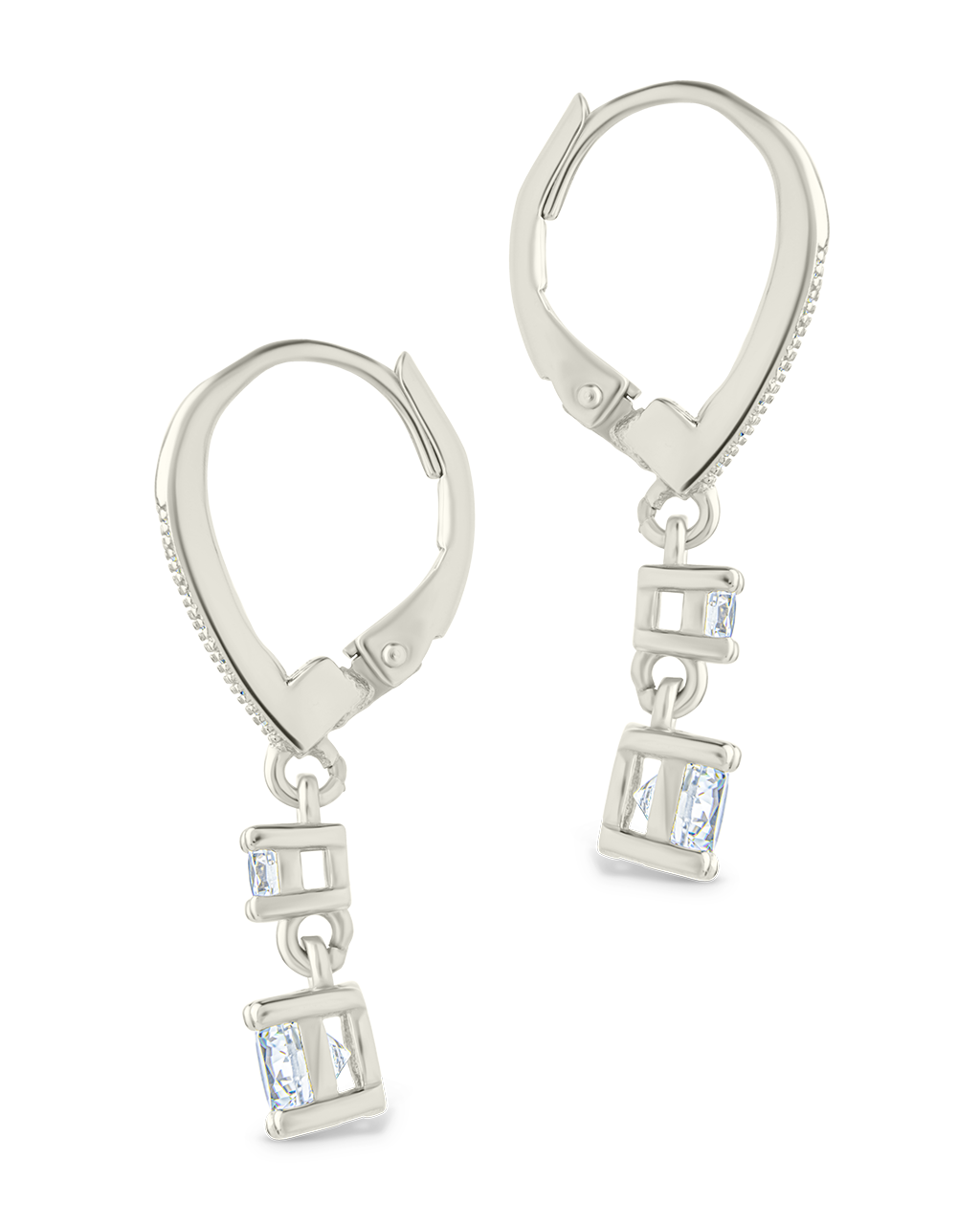 Sterling Silver Magdalena Brilliant Cut CZ French Clip Earrings