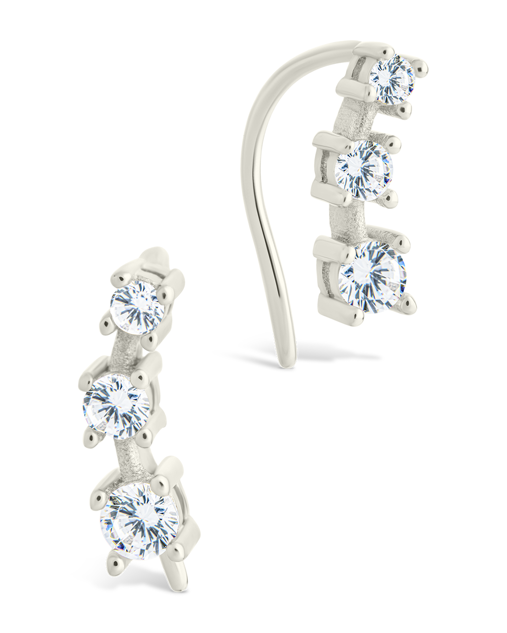 Sterling Silver Round Cut Mini Ear Crawlers