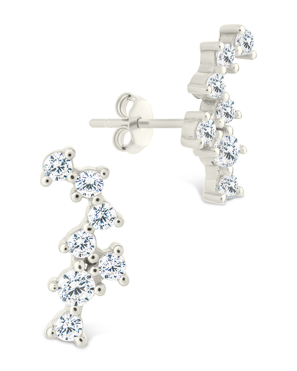 Sterling Silver Round Cut Cluster CZ Crawlers