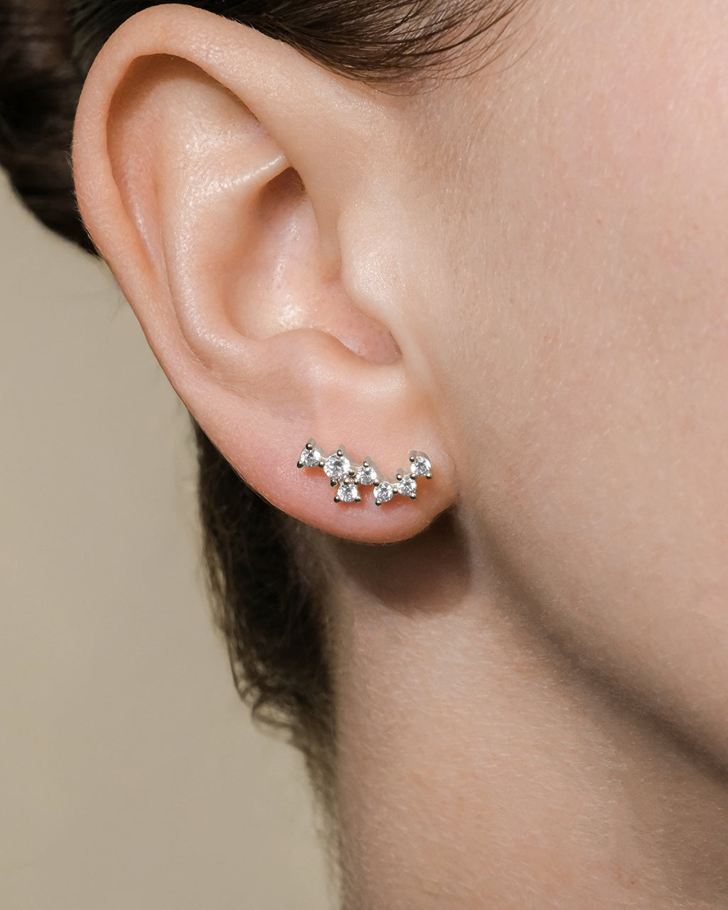 Sterling Silver Round Cut Cluster CZ Crawlers