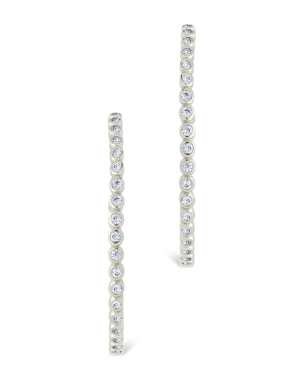 Sterling Silver Bezel Statement Bubble Hoops