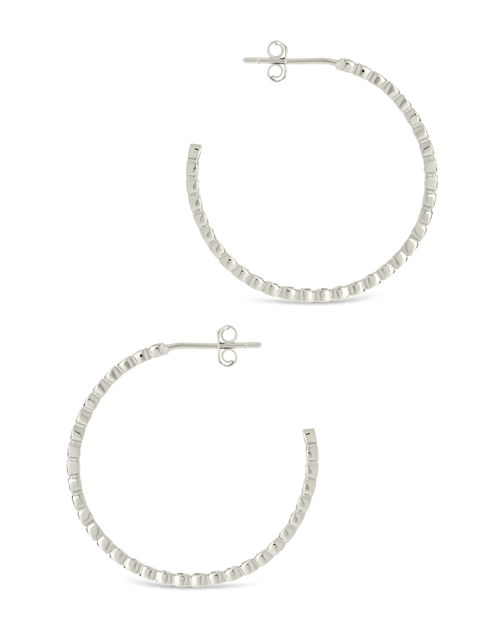 Sterling Silver Bezel Statement Bubble Hoops