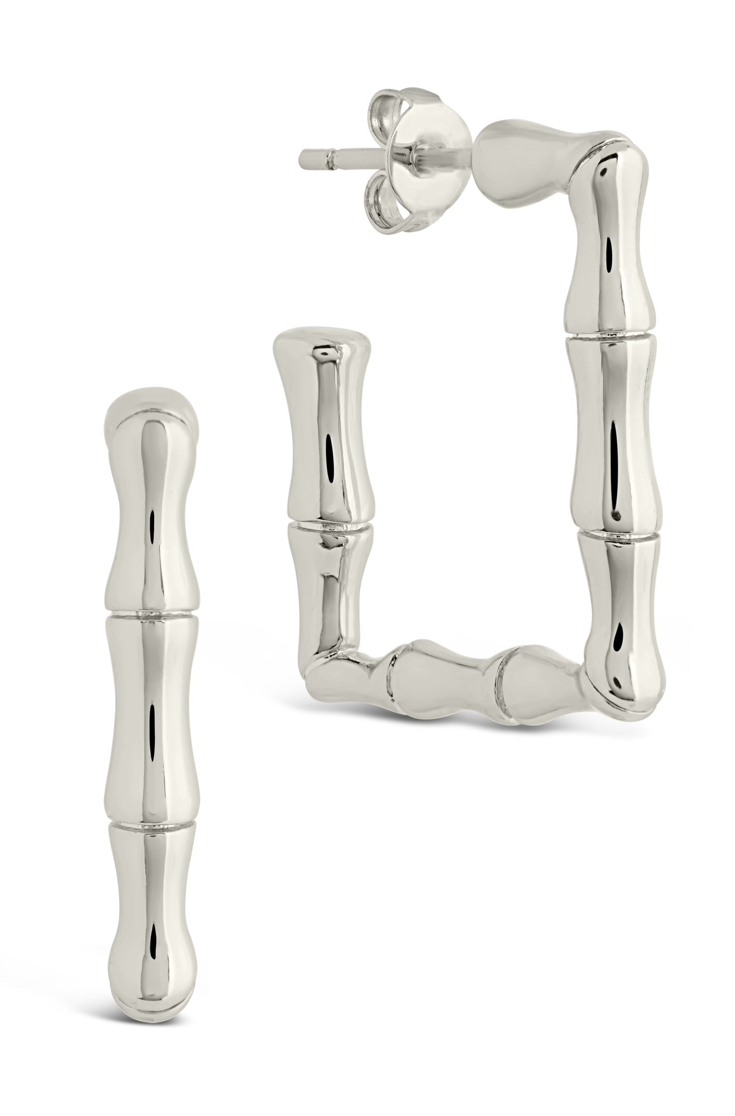 Bamboo Rectangular Hoop Earrings