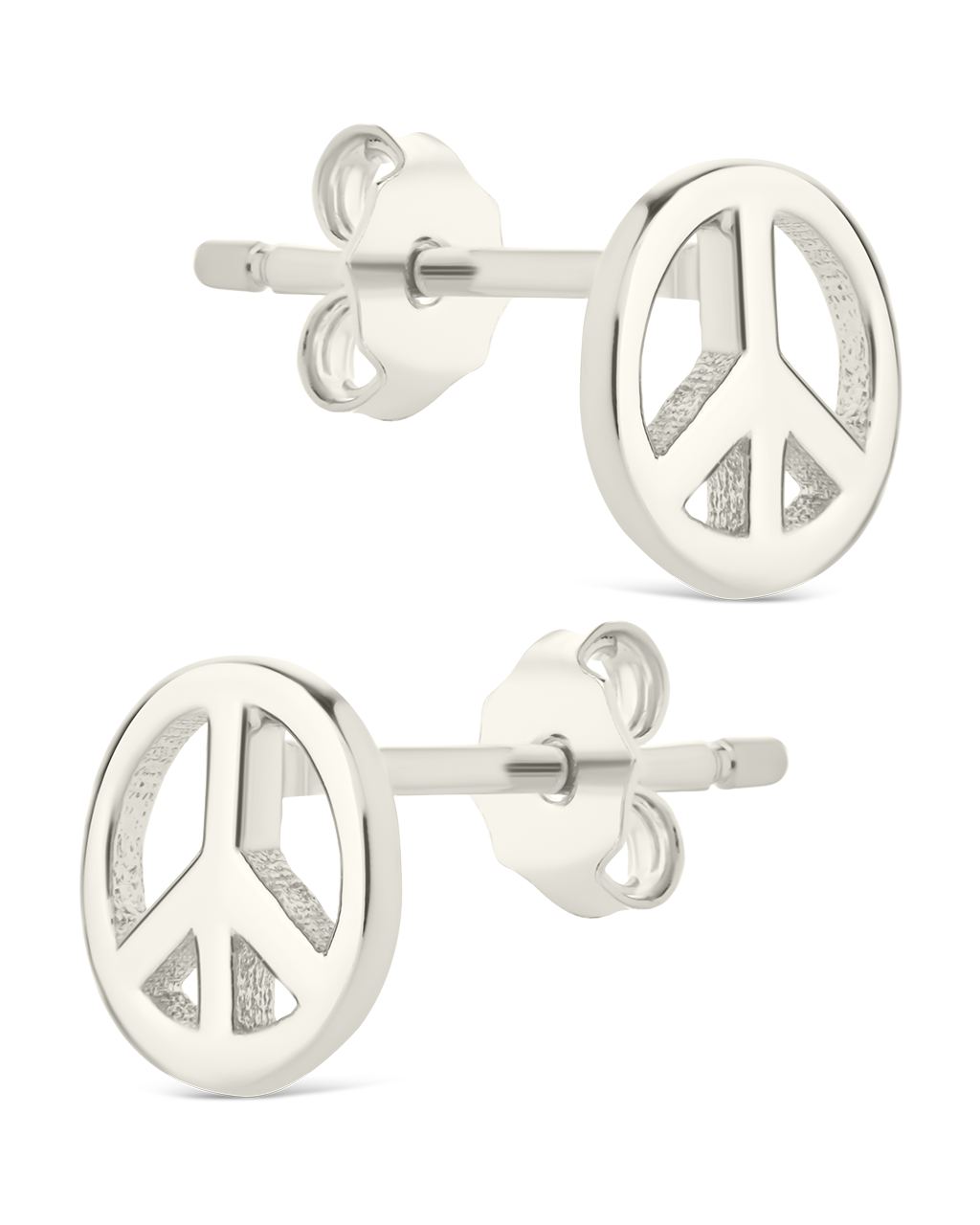 Sterling Silver Peace Sign Studs
