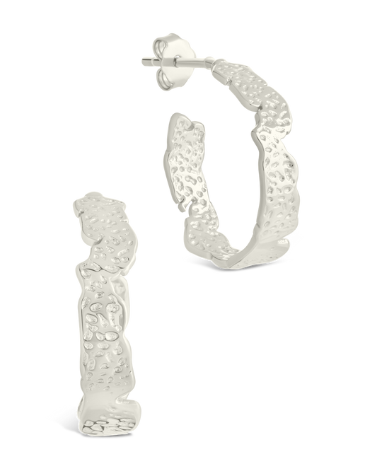 Sterling Silver Mary Textured Hoop Earrings