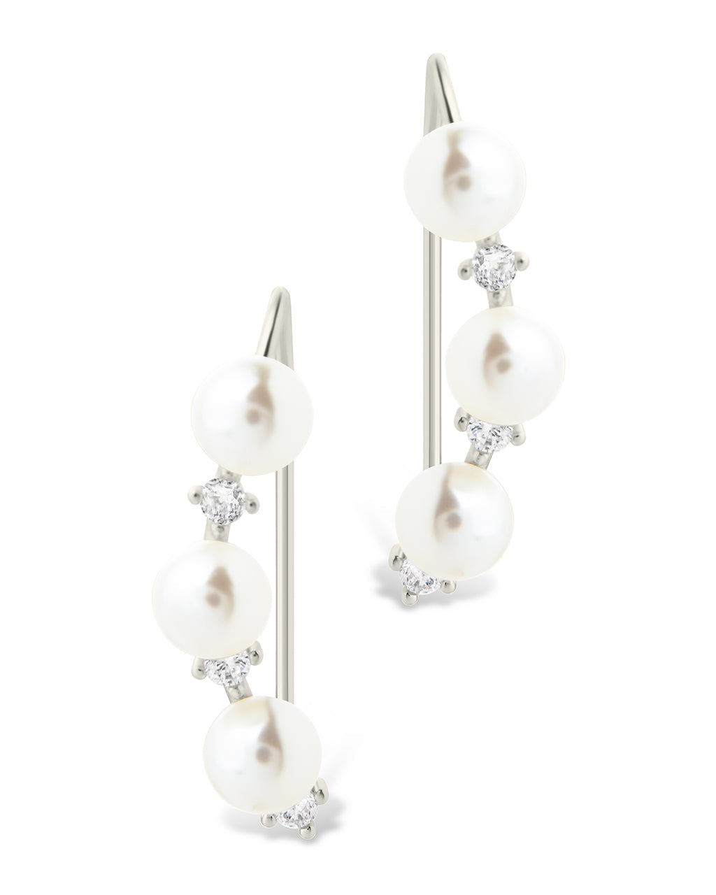 Sterling Silver Siena CZ & Pearl Threader Earrings