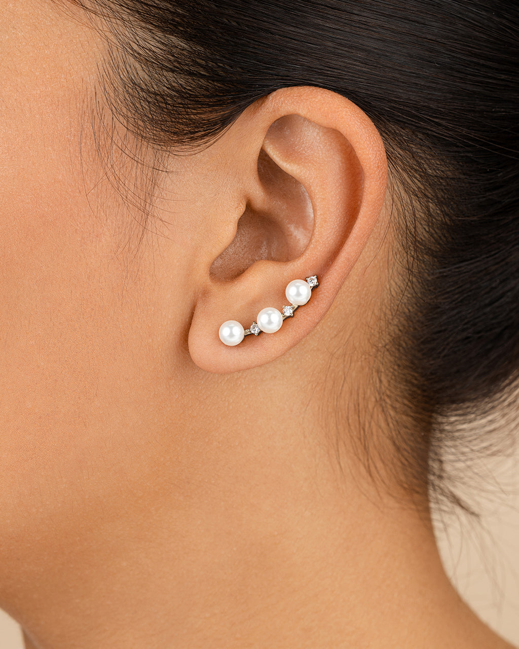 Sterling Silver Siena CZ & Pearl Threader Earrings