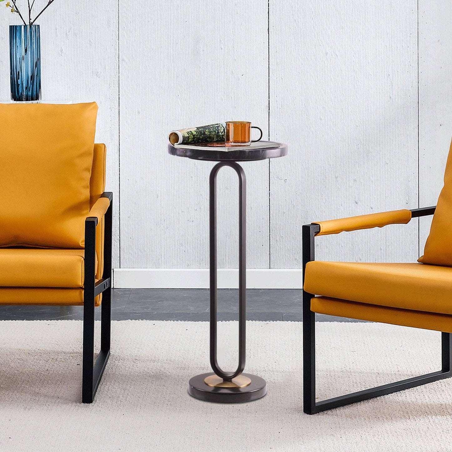 12" Black Round Side Table