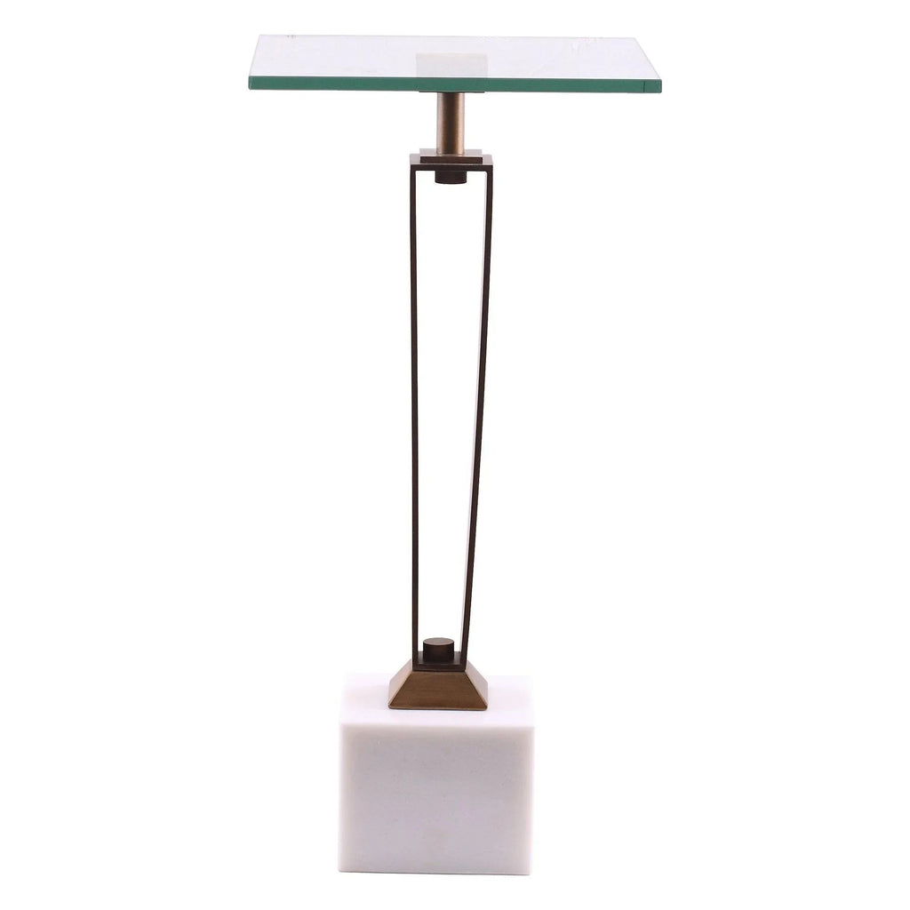 11" Modern Martini Table with White Marble