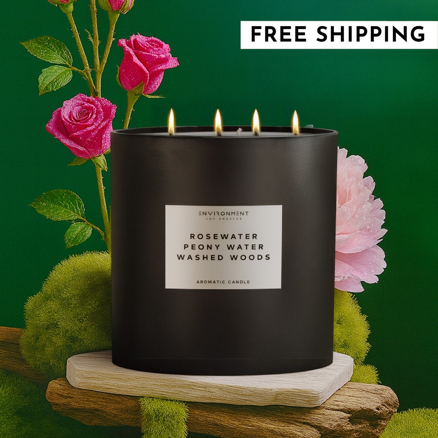 55oz Rosewater | Peony Water | Washed Woods Candle (Inspired by Issey Miyake L'Eau d'Issey®)
