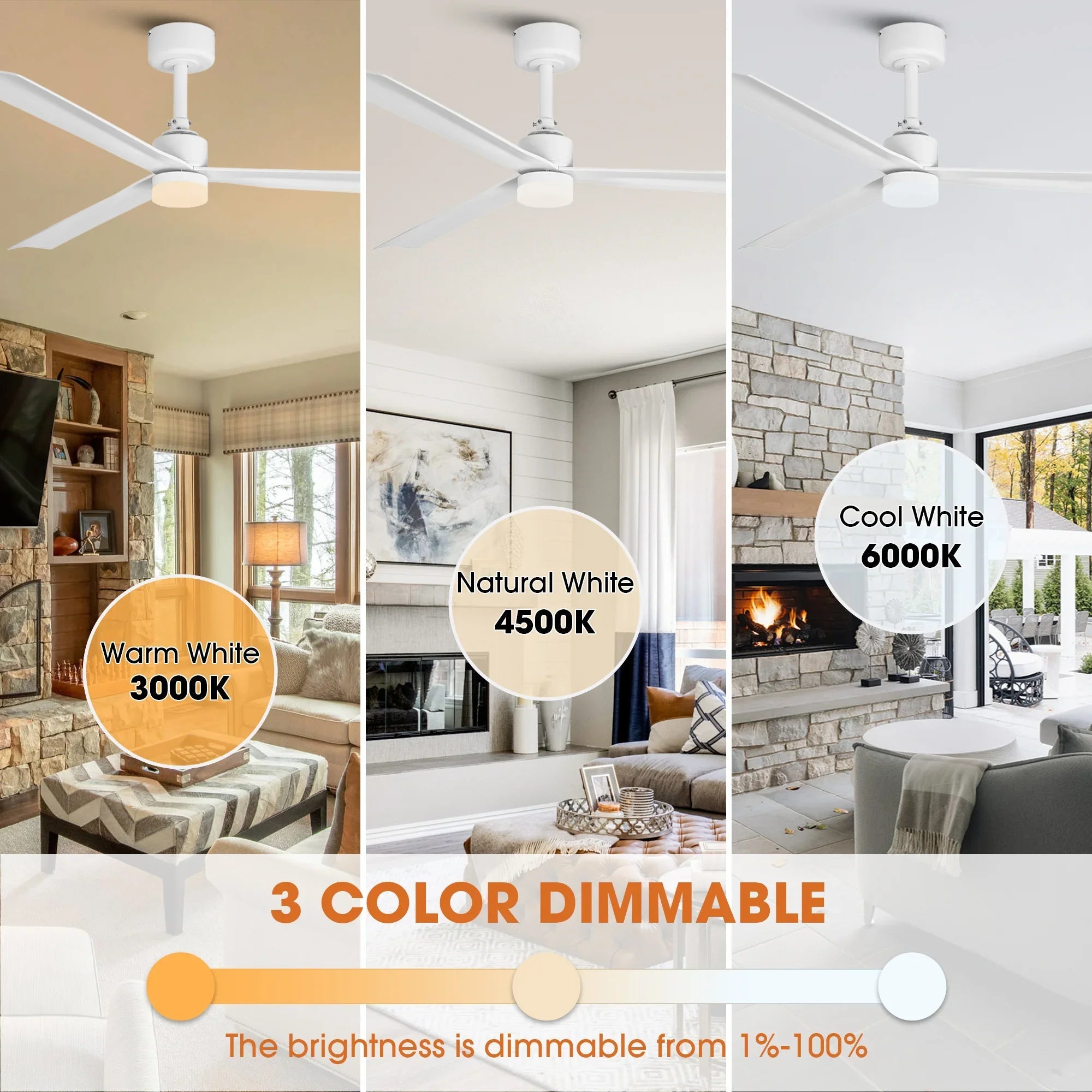50 Inch Rae Modern Downrod Mount LED Ceiling Fan with Remote Control
