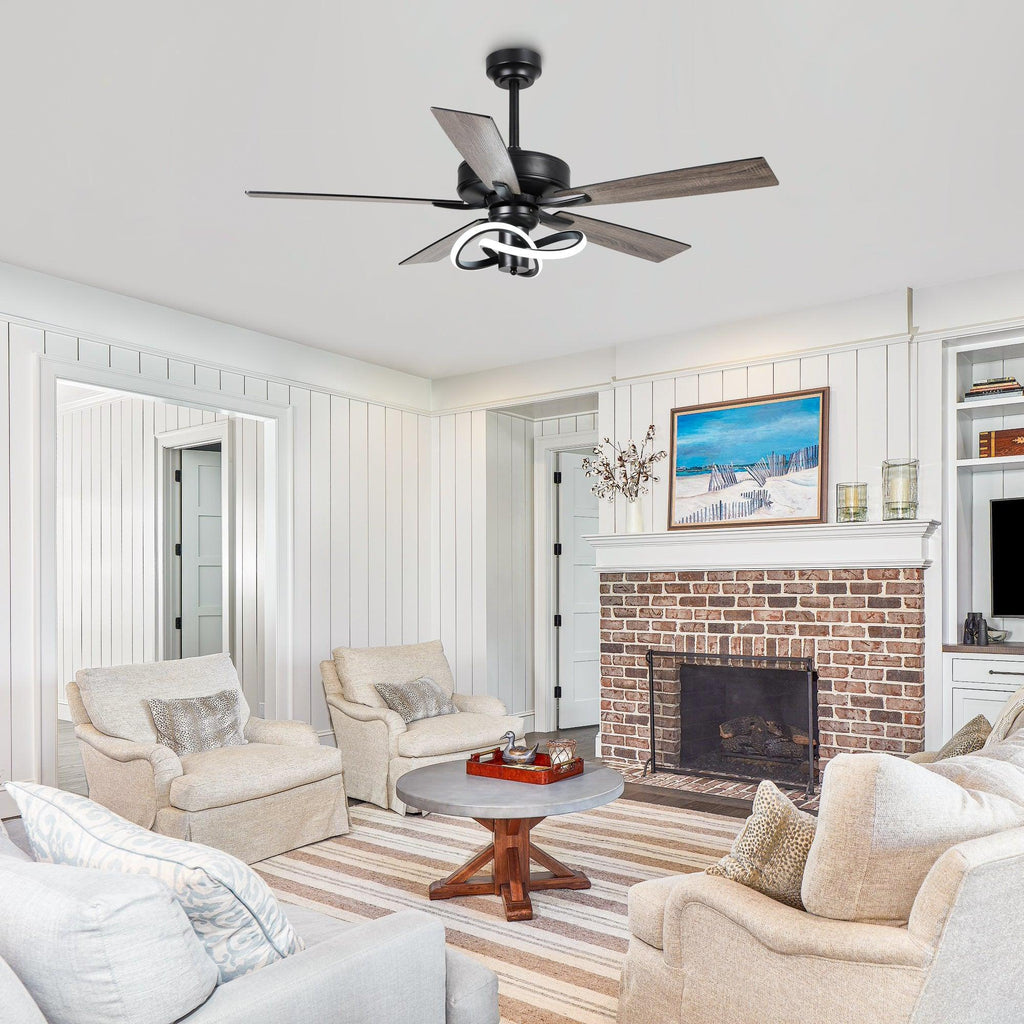 52 Inch Oregon DC Motor Modern Downrod Ceiling Fan with LED Light
