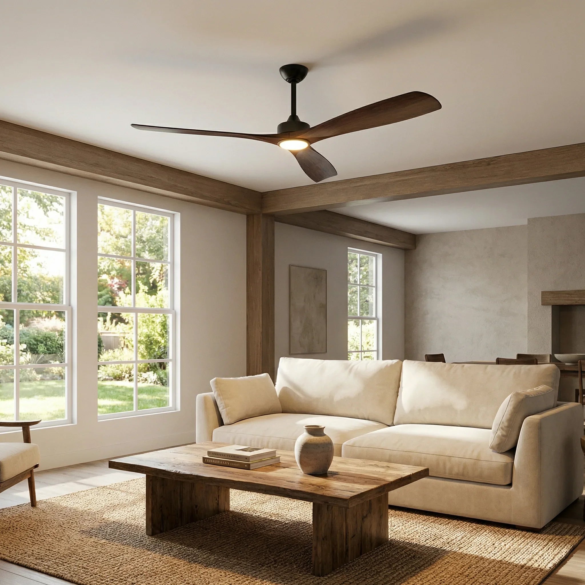 60 Inch Alexi DC Motor Modern Downrod Ceiling Fan with LED Light