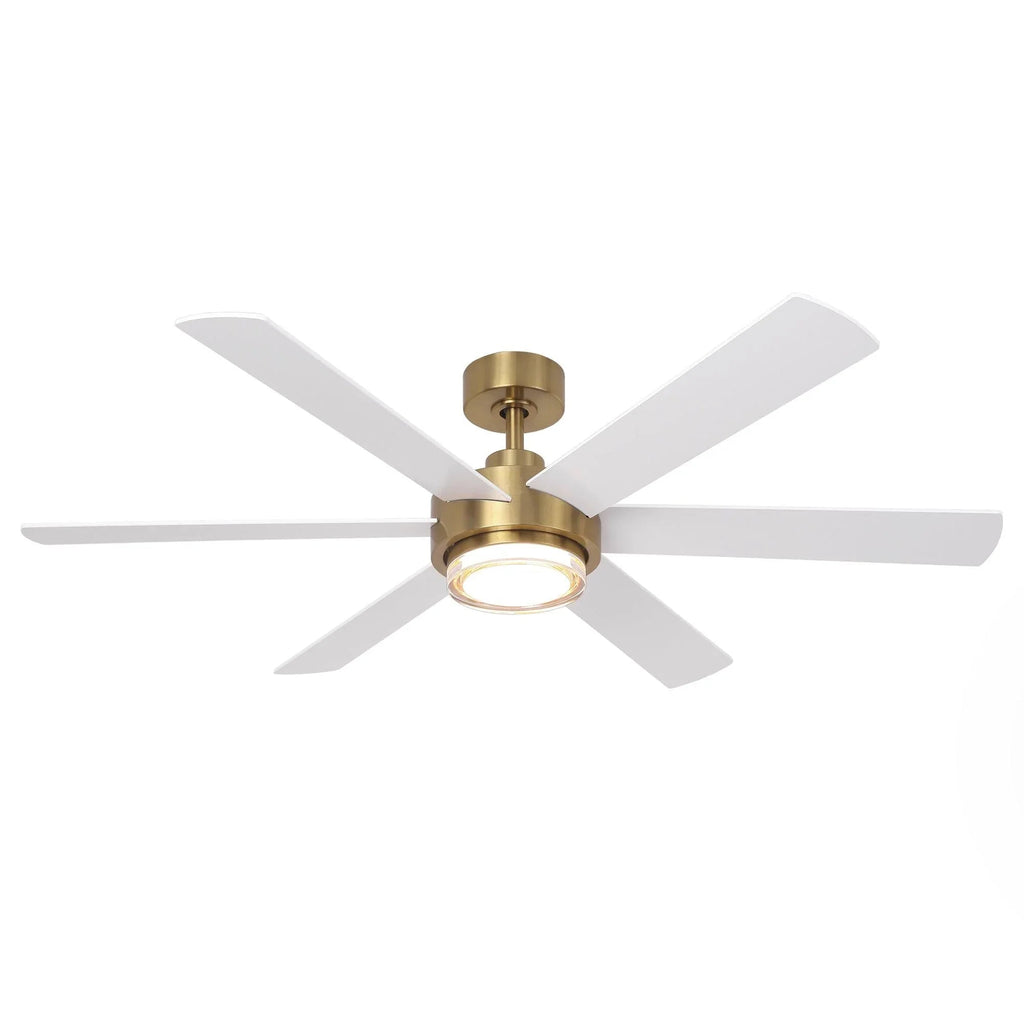 54 Inch Kama Modern Downrod Mount Ceiling Fan with Remote Control and LED Light