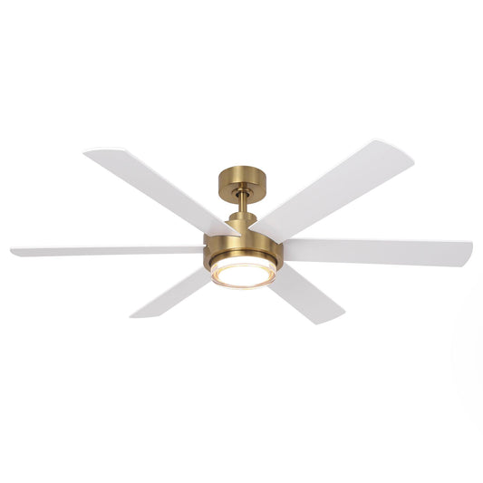 54 Inch Kama Modern Downrod Mount Ceiling Fan with Remote Control and LED Light