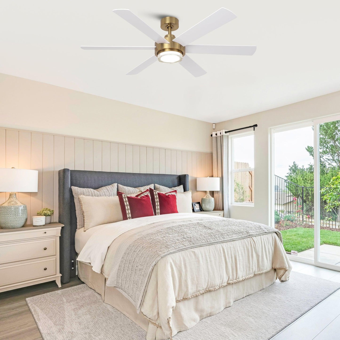 54 Inch Kama Modern Downrod Mount Ceiling Fan with Remote Control and LED Light