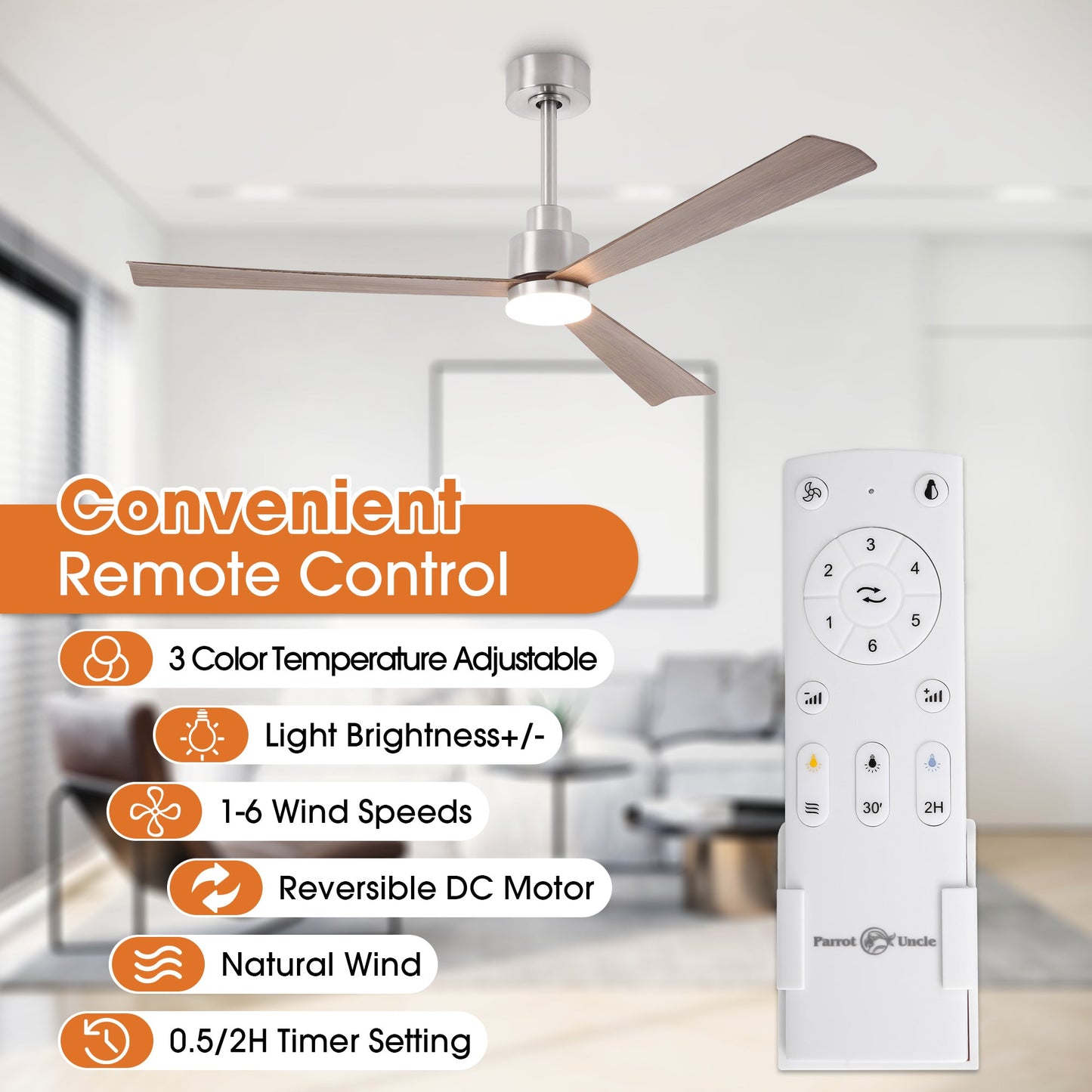 52 Inch Dinah Modern Downrod Mount Ceiling Fan with Remote Control and LED Light