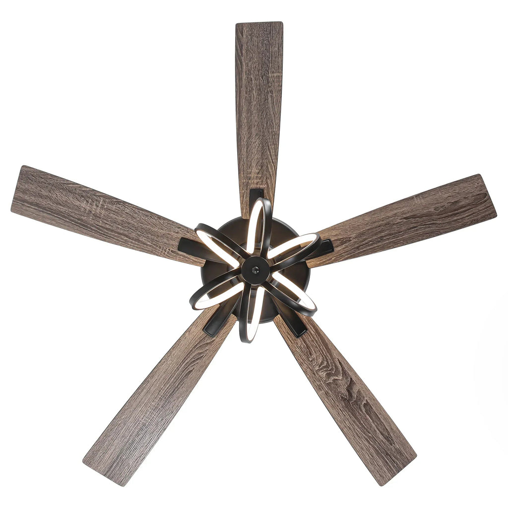 52 Inch Levi Double-sided Blades Downrod Mount LED Ceiling Fan with Remote Control