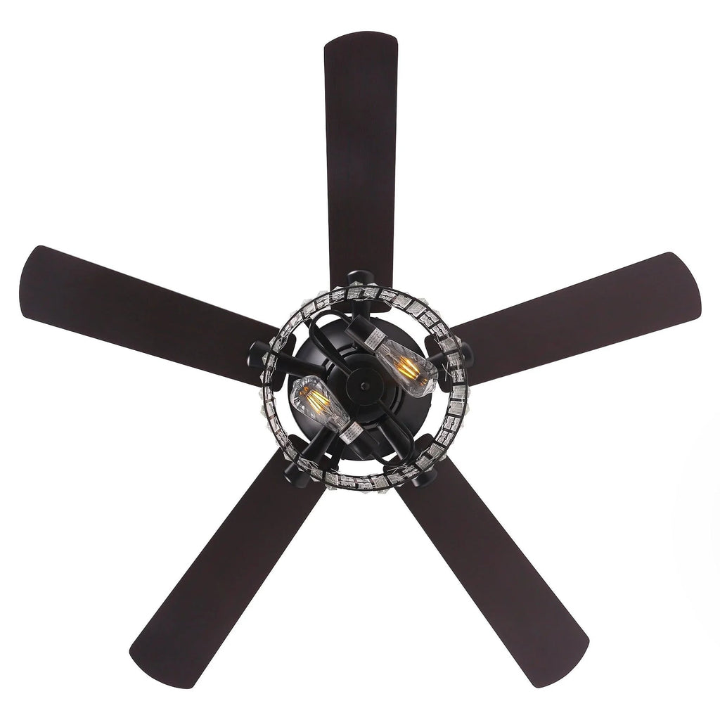 52" Dicken Modern Downrod Mount Reversible Crystal Ceiling Fan with Lighting