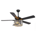 52" Dicken Modern Downrod Mount Reversible Crystal Ceiling Fan with Lighting
