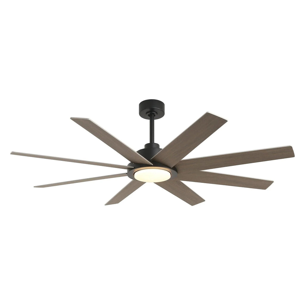 60" DC Motor 8 Blades Modern Downrod Mount Ceiling Fan with LED Light and Remote Control