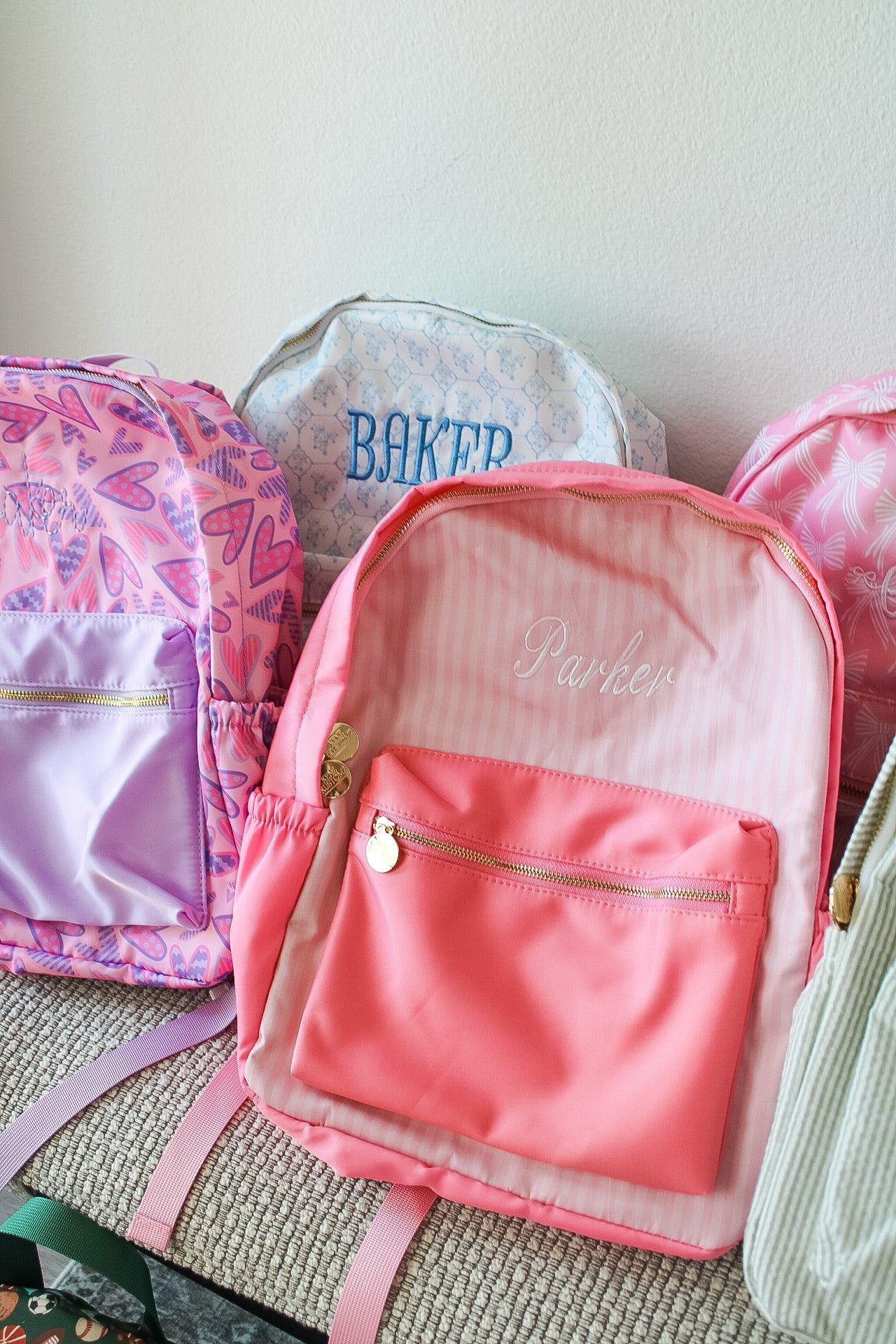 Lilac Hearts Backpack -PLAIN NO EMBROIDERY