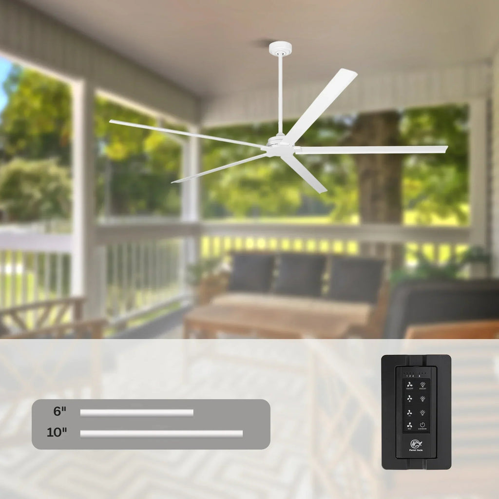 72 Inch 84 Inch Winni IPX4 Outdoor Downrod Mount Ceiling Fan with Remote Control