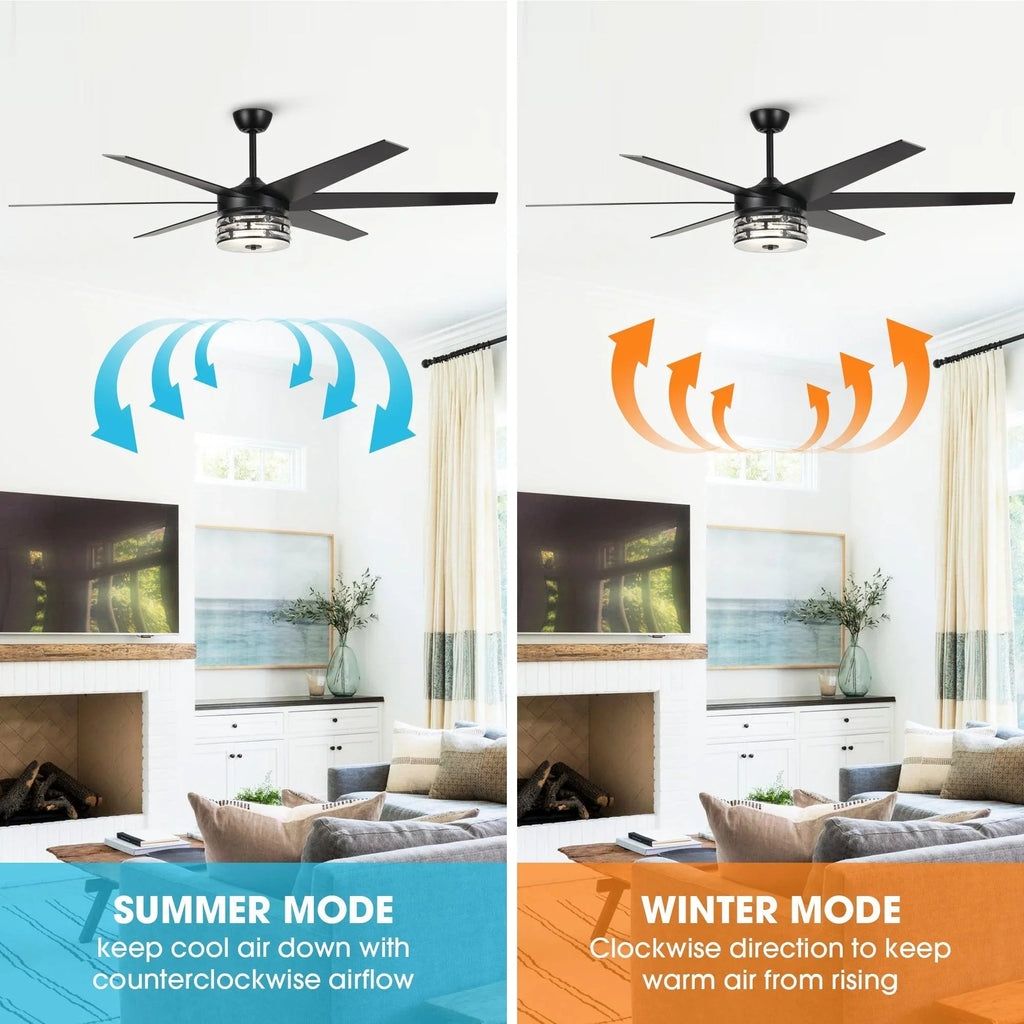 70" Black Modern Ceiling Fan
