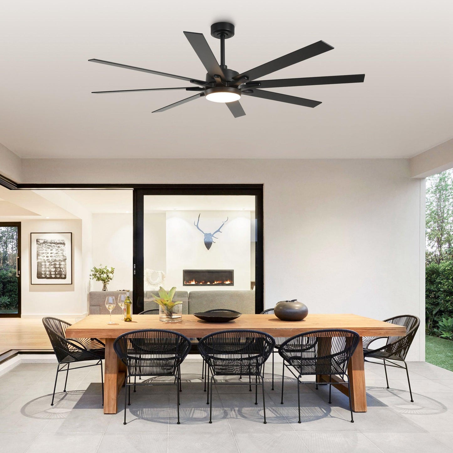 65 Inch Teresa Modern Double-sided Blades Ceiling Fan with Remote Control and LED Light