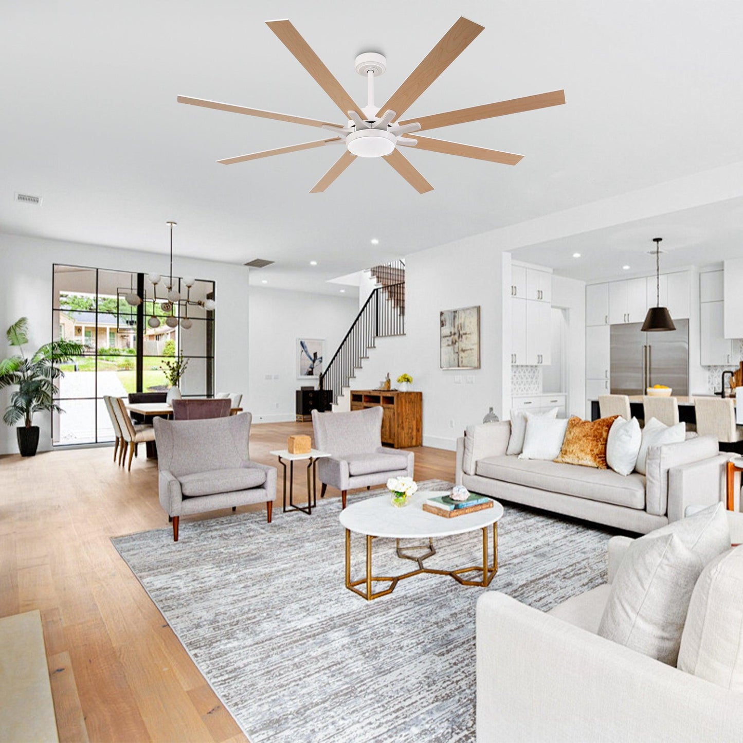 65 Inch Teresa Modern Double-sided Blades Ceiling Fan with Remote Control and LED Light