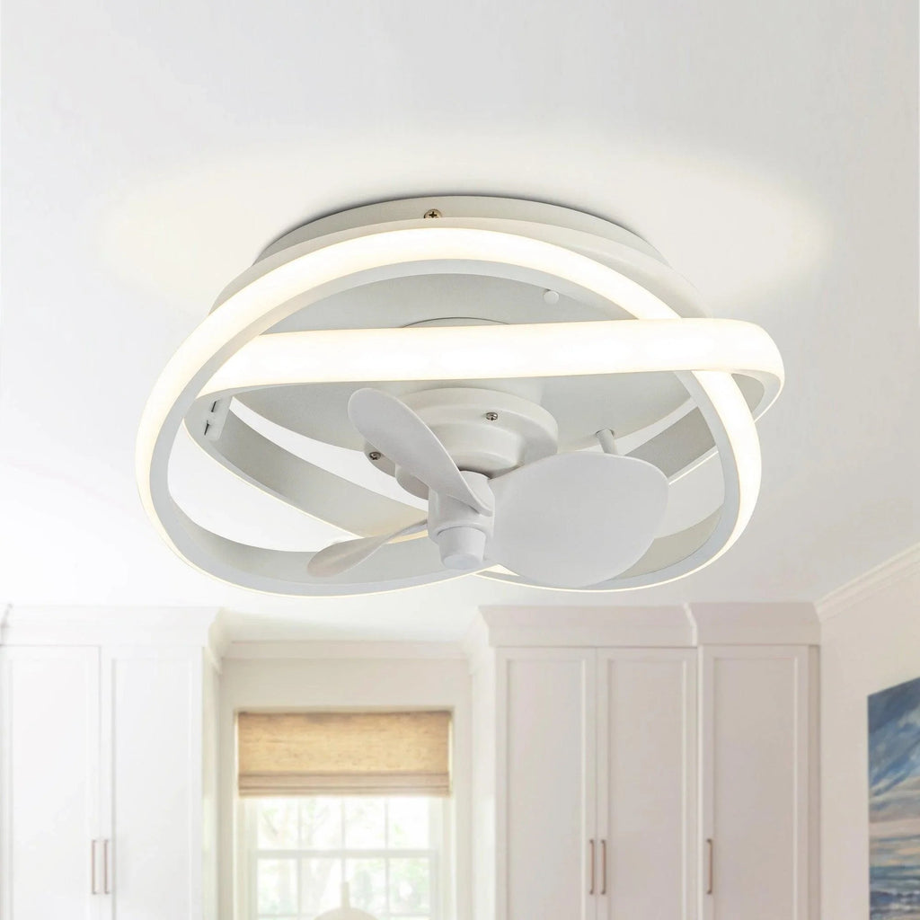 Vaczon 13" Flush Mount Caged Fan with Light and Remote Control
