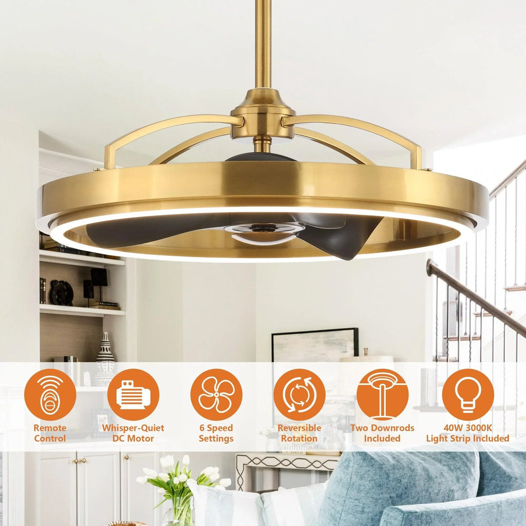 27" Arthur Industrial DC Motor Downrod Mount Ceiling Fan with Lighting and Remote Control