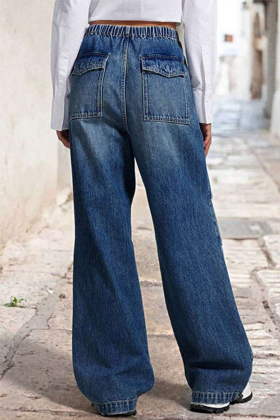 New medium stretch patchwork loose wide-leg jeans AVAILABLE UP TO XXL