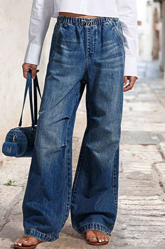 New medium stretch patchwork loose wide-leg jeans AVAILABLE UP TO XXL