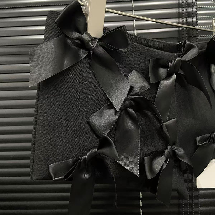 Chic slight stretch bow decor all-match hot shorts