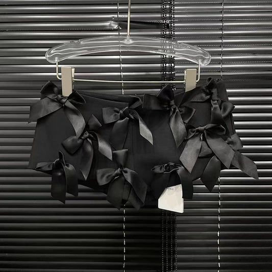 Chic slight stretch bow decor all-match hot shorts