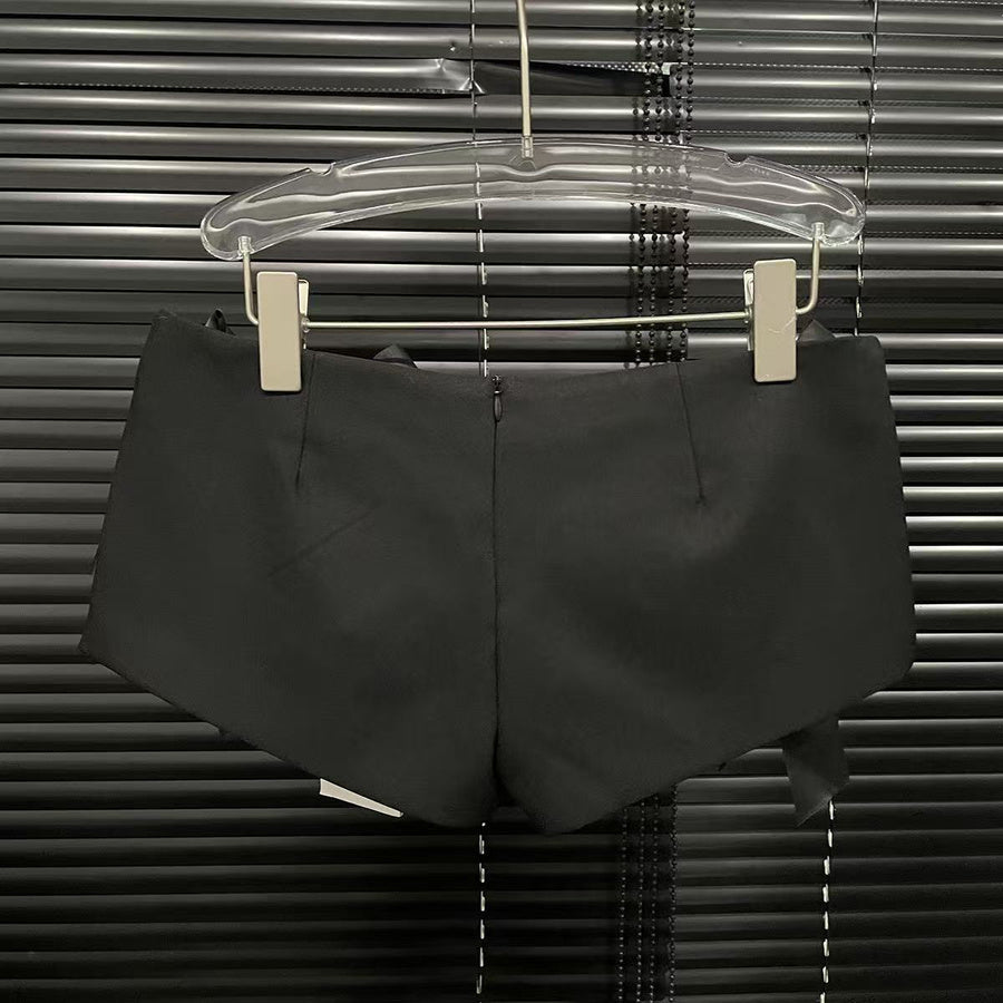 Chic slight stretch bow decor all-match hot shorts