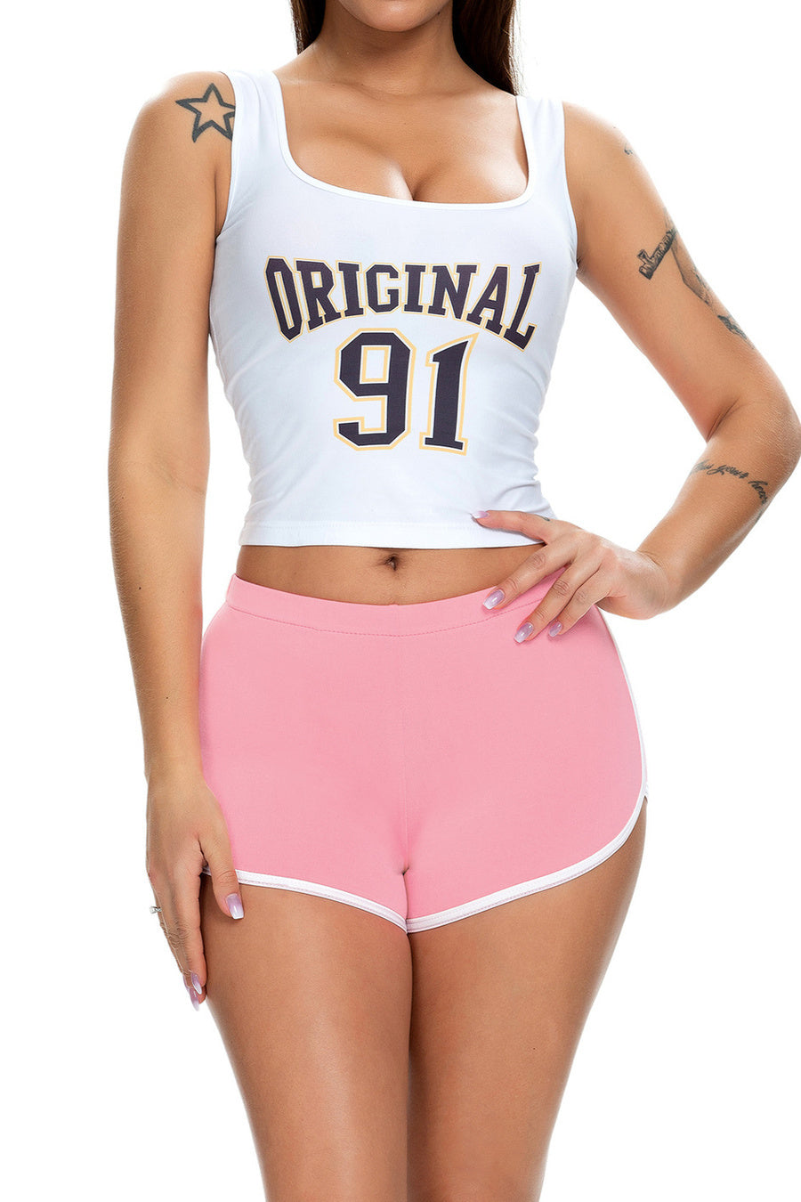 Casual slight stretch 13 colors slim mid waist shorts (only shorts)