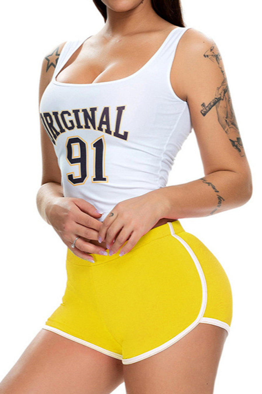 Casual slight stretch 13 colors slim mid waist shorts (only shorts)