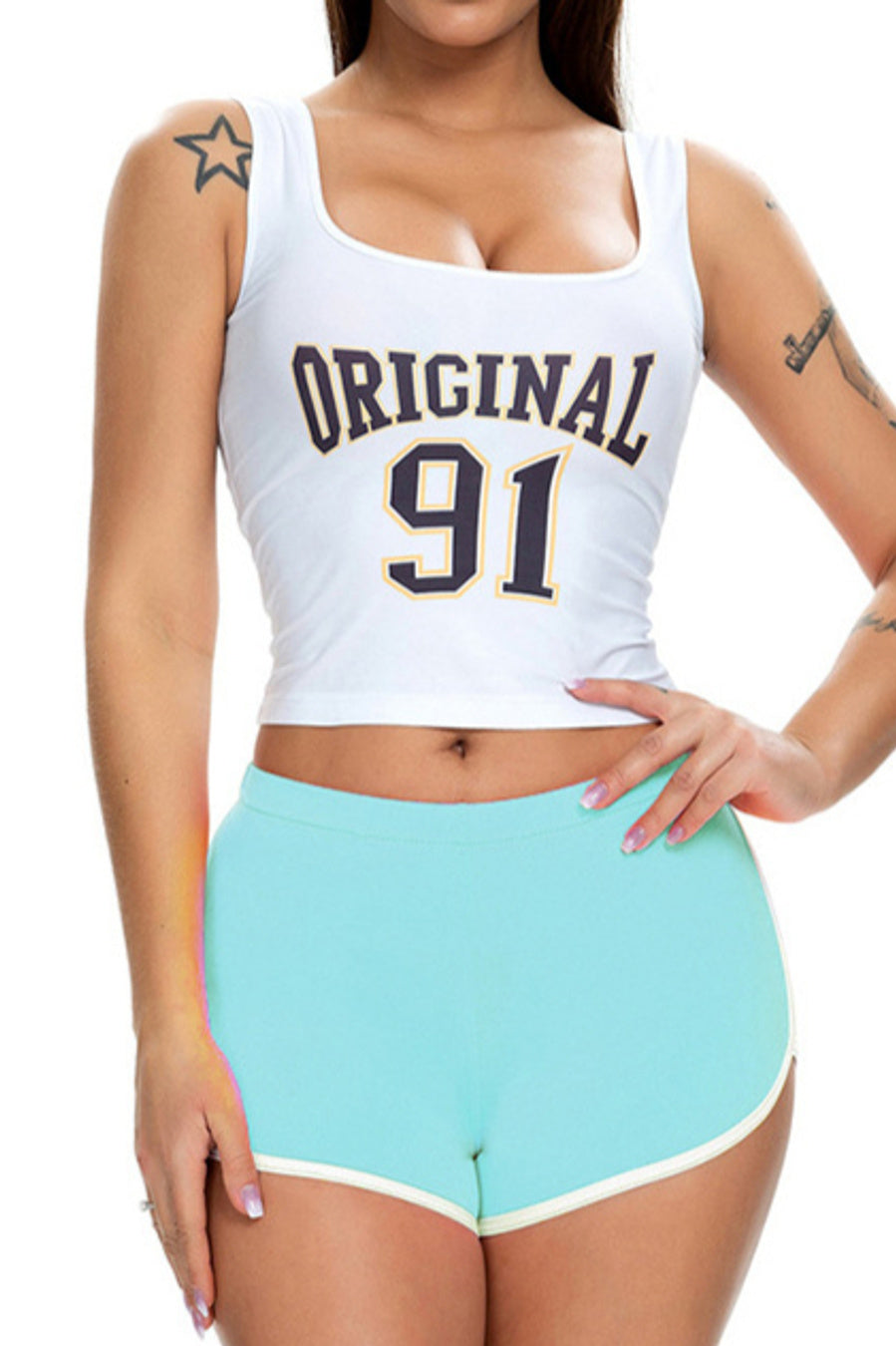 Casual slight stretch 13 colors slim mid waist shorts (only shorts)